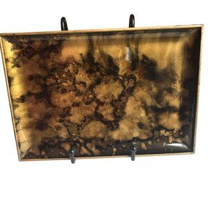 Vintage Otagiri Black Gold Tray Dish MCM